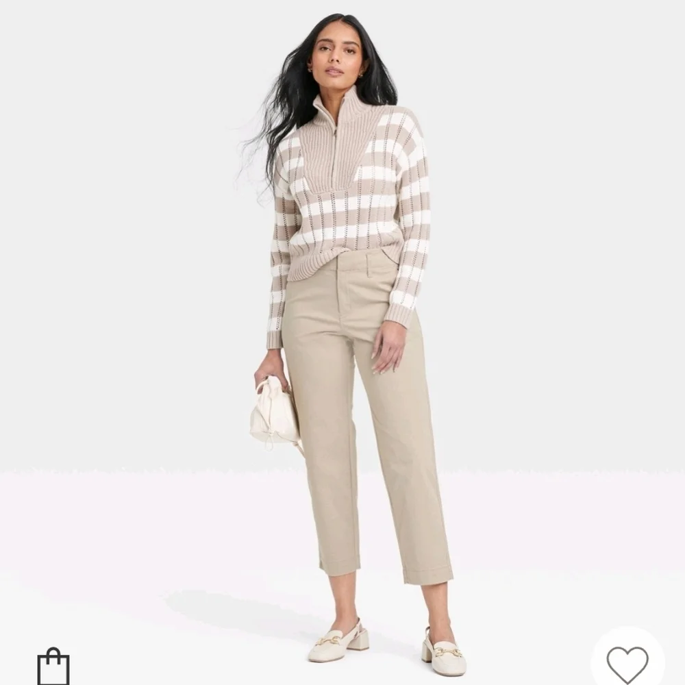Women's High-Rise Straight Ankle Chino Pants - A New Day Tan 17 - Picture 3 of 16